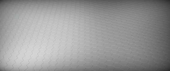 Gray metallic honeycomb hexagon background wallpaper. Perspective. 3D render