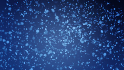 First falling snow texture on blue background.