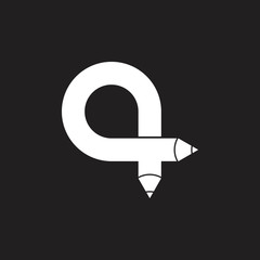 letter q loop pencil education brand logo vector