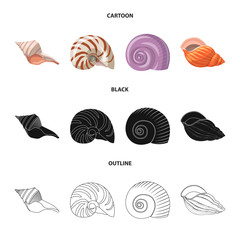 Isolated object of animal and decoration symbol. Set of animal and ocean stock vector illustration.