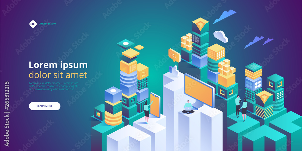 Aufkleber iot isometric vector concept. internet of things.
