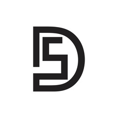 letter ds simple line art logo vector