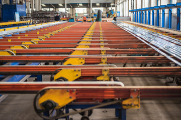 Mechanical equipment in workshop of aluminium alloy products factory