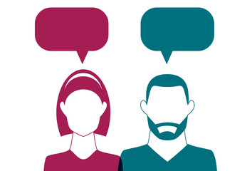 Woman and Man with Speech bubbles