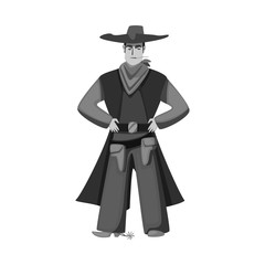 Vector design of cowboy and man symbol. Set of cowboy and hat stock vector illustration.