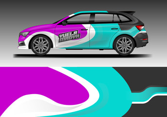 Car decal van wrap design vector. Graphic company background designs . Van, bus, truck, wrap design.