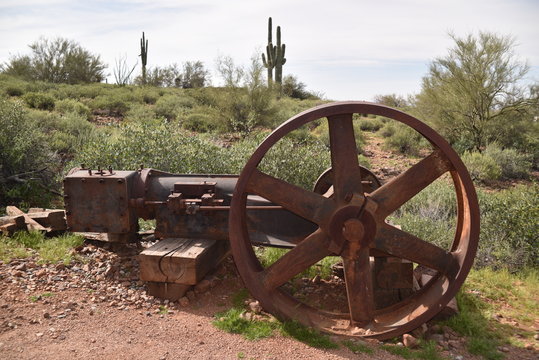 Arizona vintage rusted-out mining equipment