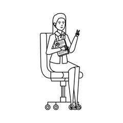 elegant businesswoman sitting in office chair