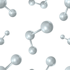 Vector Seamless Pattern, Scientific Background, Connected Molecules, Realistic 3D Illustrations.