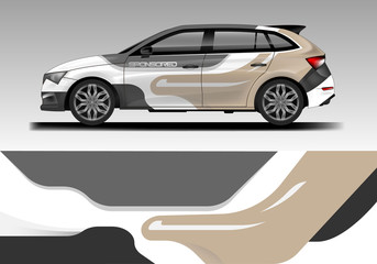 Car decal van wrap design vector. Graphic company background designs . Van, bus, truck, wrap design.