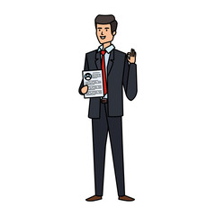 elegant businessman with document character