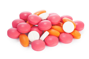 colorful pills isolated on white