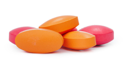 colorful pills isolated on white