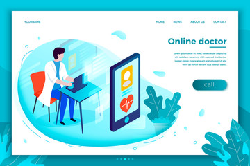 Vector bright online health consultation template