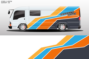 Van decal cargo and car wrap vector, truck, bus, racing, service car, auto designs . Graphic abstract background livery . 