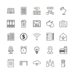 Office life line art design icons big set