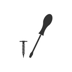 Screwdriver, screw icon. Vector illustration, flat design.