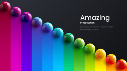 Amazing abstract vector 3D colorful balls illustration template for poster, flyer, magazine, journal, brochure, book cover. Corporate web site landing page minimal background and banner design layout.