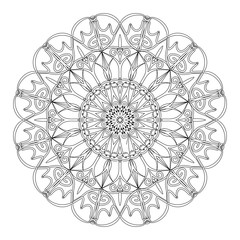 Coloring book page. Round decorative ethnic motif