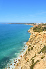 Fototapeta na wymiar seascape of the Fortress Almadena o Boca del Rio, Algarve, Portugal