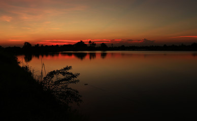 The sun is below the horizon in the evening	