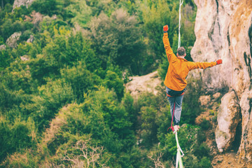 Highline in the mountains.