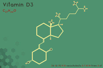 Fototapeta premium Large and detailed infographic of the molecule of Vitamin D3.