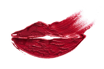 Red creamy lipstick texture - obrazy, fototapety, plakaty