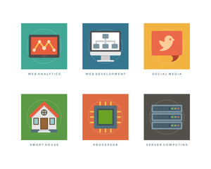 Flat design infographic icons for website and banner vector illustration