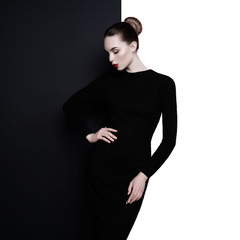 Elegant blode in geometric black and white background