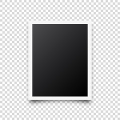 Photo card frame,film. Retro vintage photograph with shadow. Digital snapshot image. Photography art. Template or mockup for design. Vector illustration.