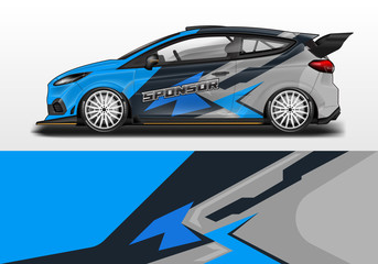 Obraz premium Car wrap decal design vector. Graphic abstract background kit designs for vehicle, race car, rally, livery 