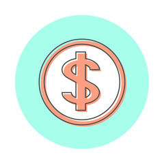 Icon dollar money sign. Line logo style, website design element