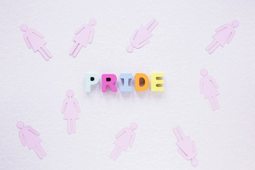 Pride inscription with female gender icons