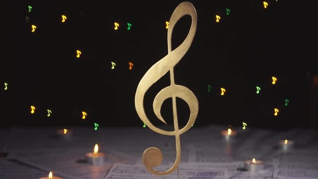 Treble clef. Music note symbol. Musical background