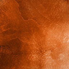 Orange with brown ink and watercolor textures on white paper background. Paint leaks and ombre effects. Hand painted abstract image.