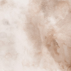 Orange with brown ink and watercolor textures on white paper background. Paint leaks and ombre effects. Hand painted abstract image.