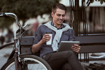 Man with bicycle