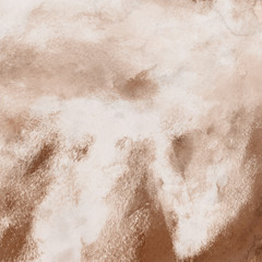 Orange with brown ink and watercolor textures on white paper background. Paint leaks and ombre effects. Hand painted abstract image.