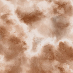 Orange with brown ink and watercolor textures on white paper background. Paint leaks and ombre effects. Hand painted abstract image.