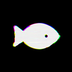 Symbol fish has defects. Glitch and stripes
