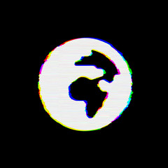 Symbol globe africa has defects. Glitch and stripes
