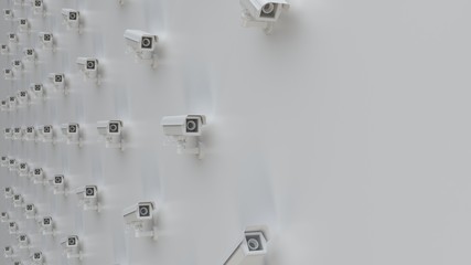 Security camera cctv pattern, security white texture background, threat detection, abstract 3d illustration render