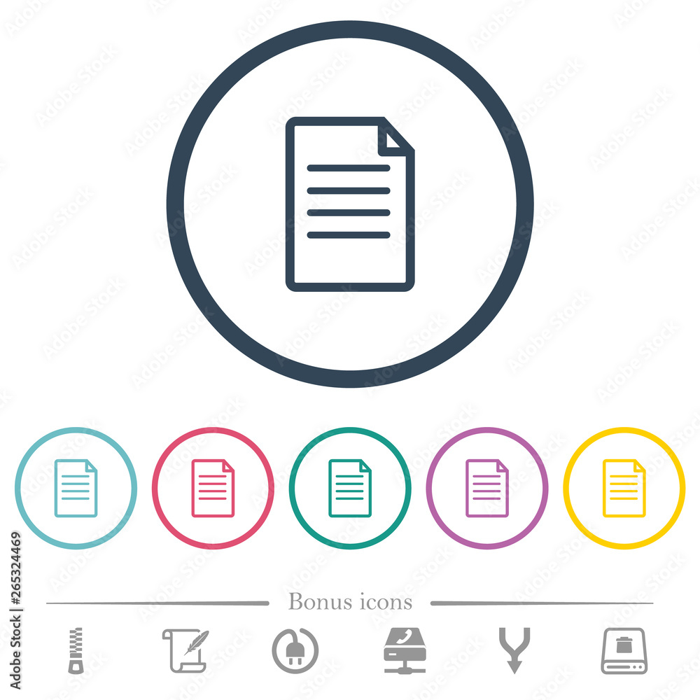 Aufkleber single document flat color icons in round outlines