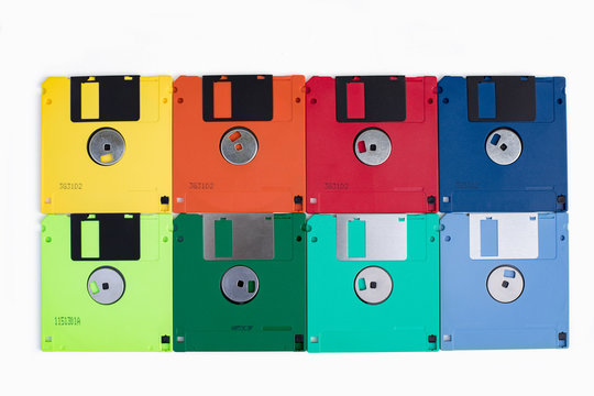 Multi colored 3.5 floppy disks mosaic