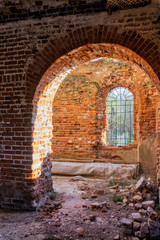 Ruin interior old brick architecture