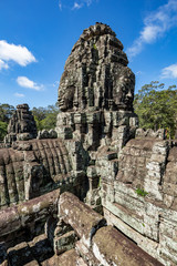 Obraz premium Beautiful face sculptures at the famous Bayon temple in the Angkor Thom temple complex, Siem Reap, Cambodia