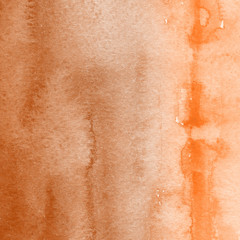 Fototapeta premium Orange with brown ink and watercolor textures on white paper background. Paint leaks and ombre effects. Hand painted abstract image.