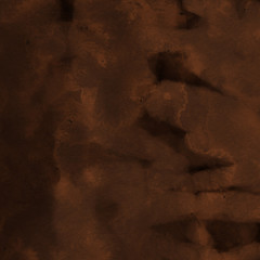 Orange with brown ink and watercolor textures on white paper background. Paint leaks and ombre effects. Hand painted abstract image.