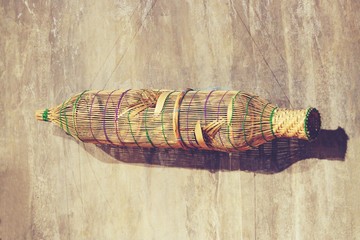 bamboo fish trap hanging on wall decoration